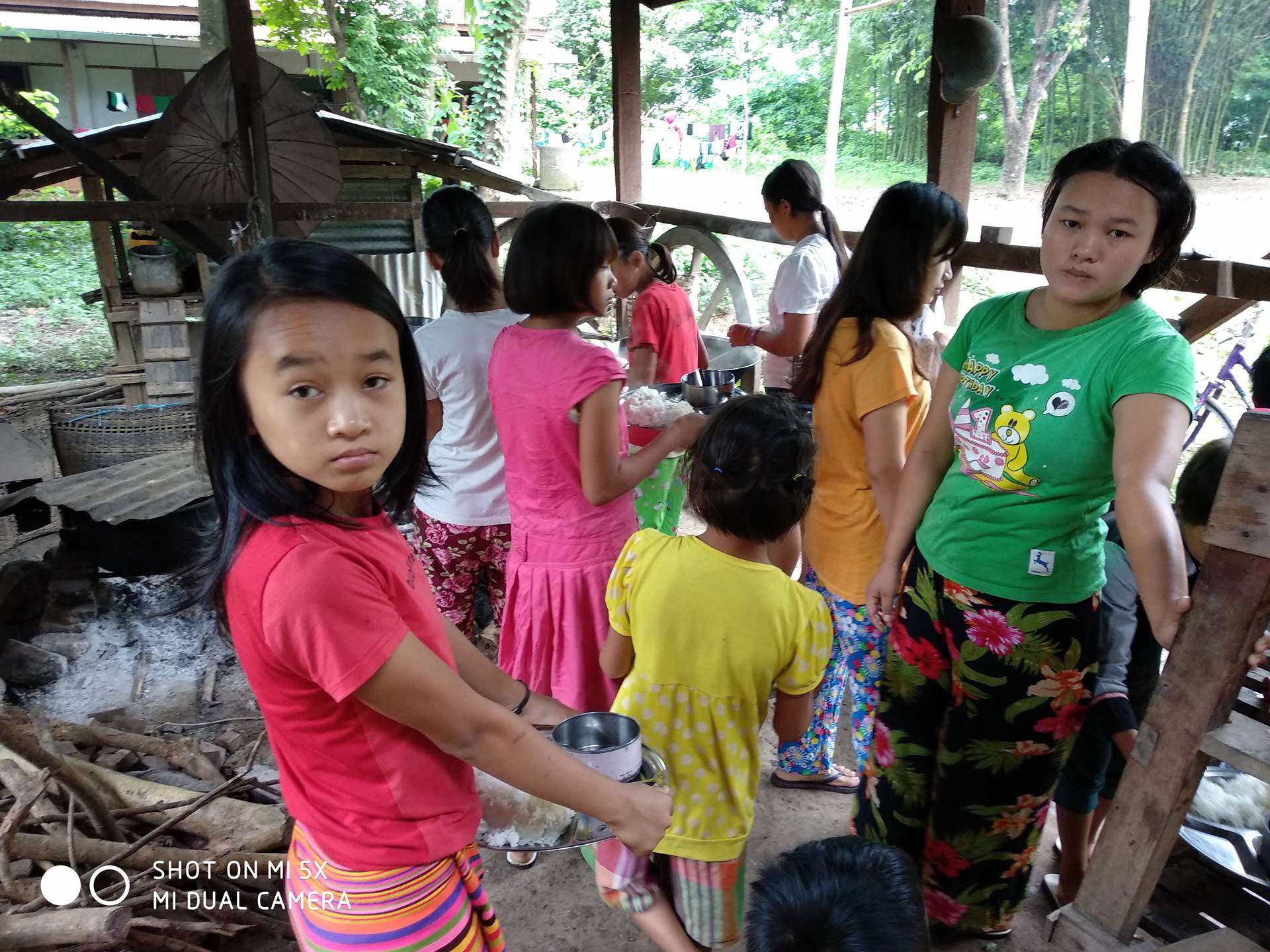 THE GIRLS ARE LINING UP FOR MEAL. THE GIRLS ARE LINING UP FOR MEAL.